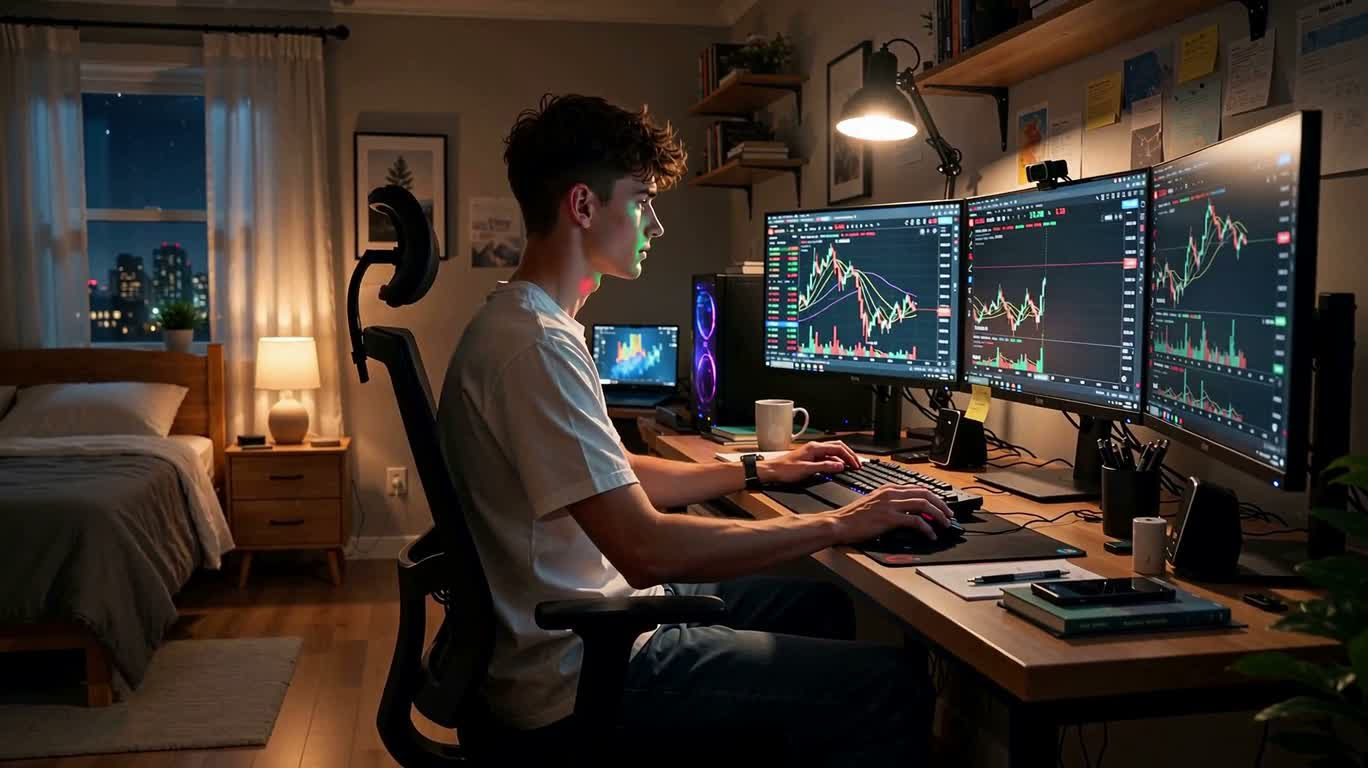 Nuit de trading crypto néon
