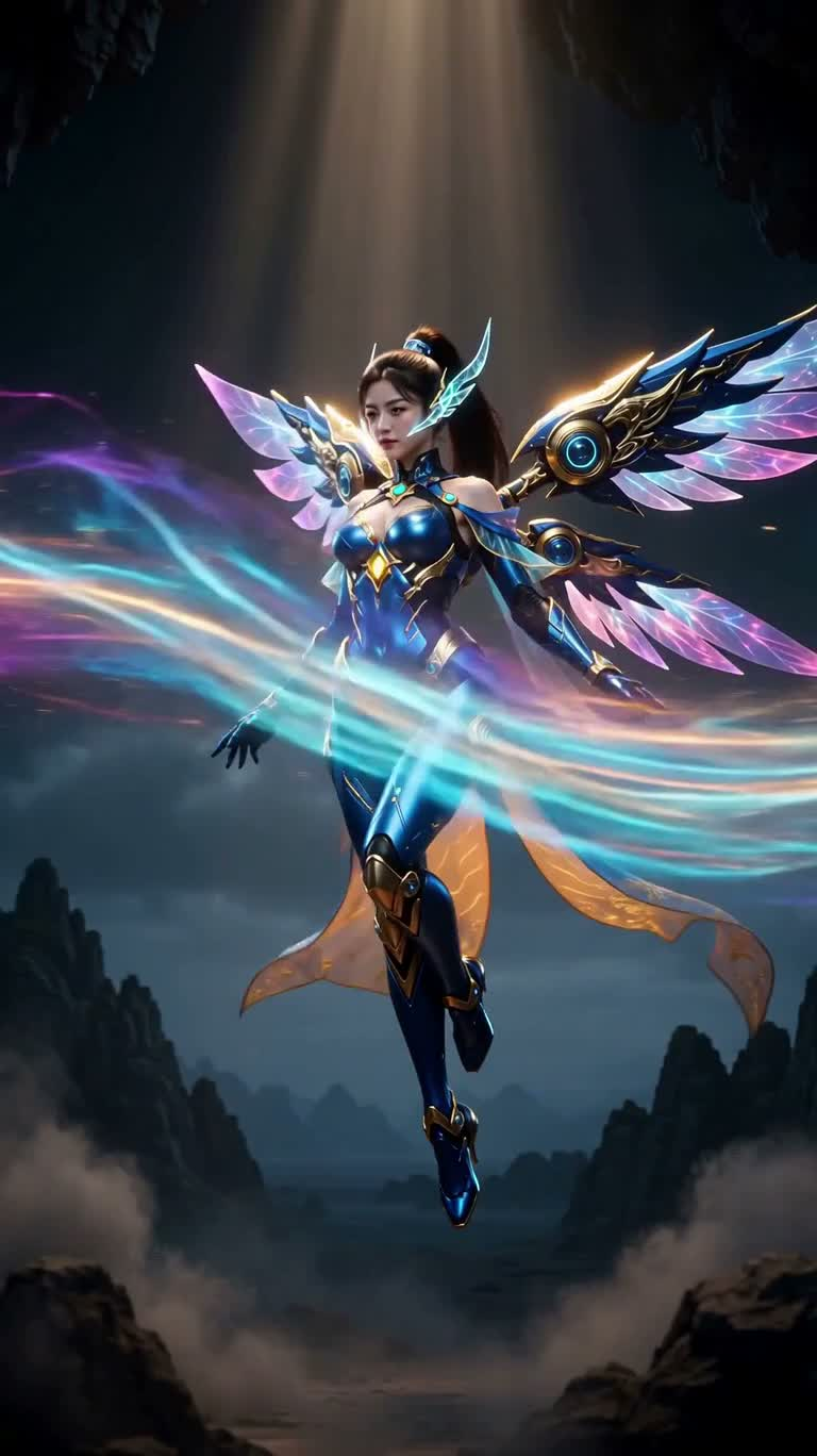 Neon Armor Sky Battle Heroine