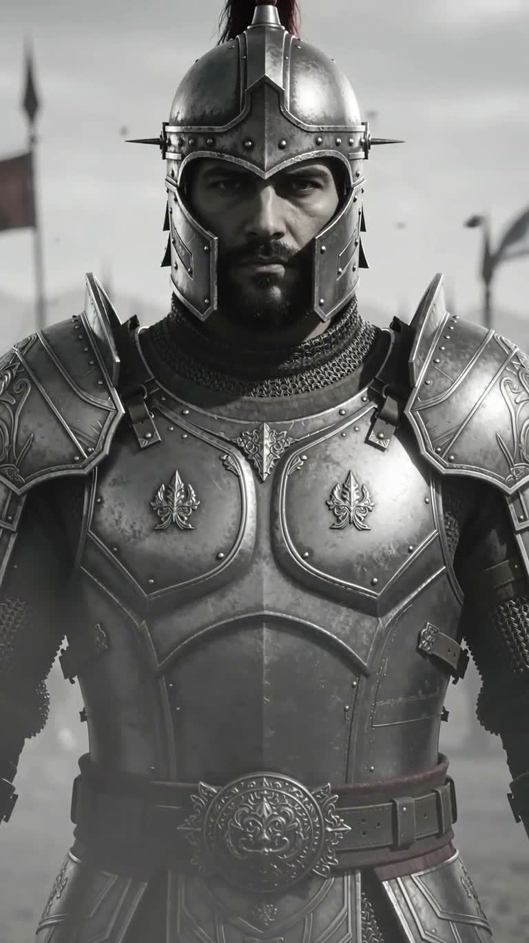Black and White Iron Tech Warrior Portrait