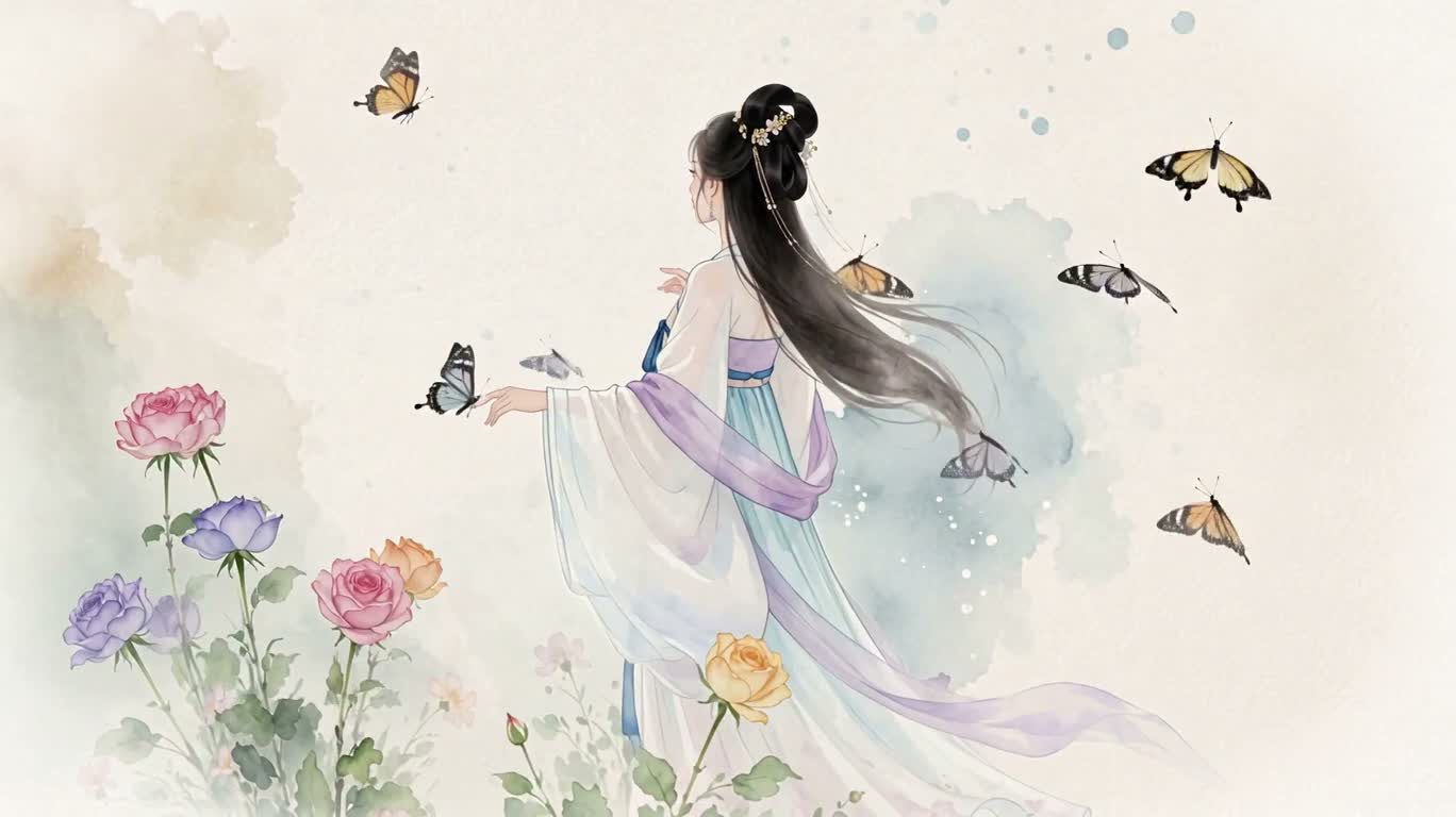 蝶影水彩梦境 — AI video creation