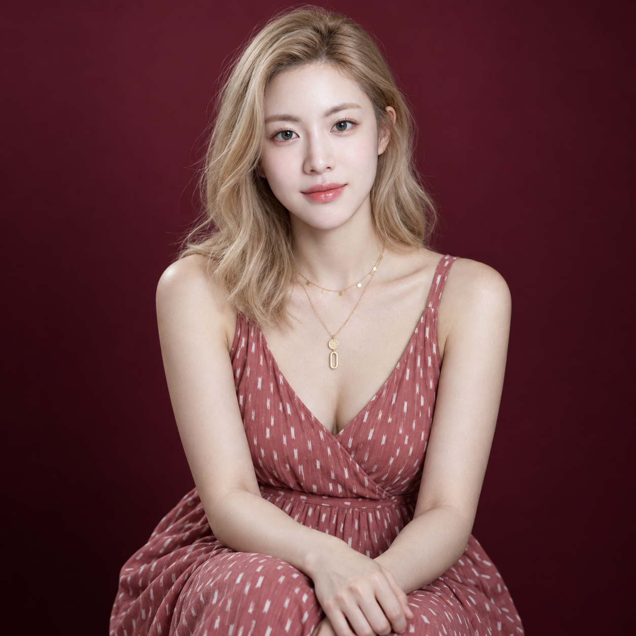 8K超清金发碧眼女性的温柔影棚肖像