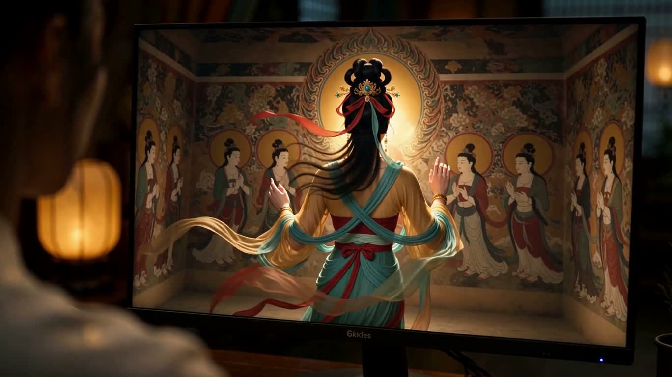 Apsaras traversant l'écran