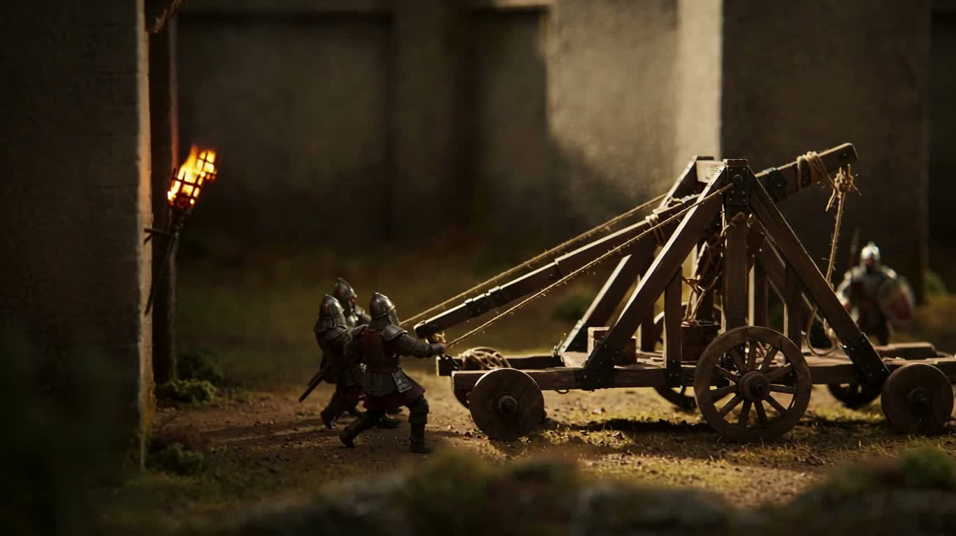 Raid de catapulte au château miniature — AI video creation