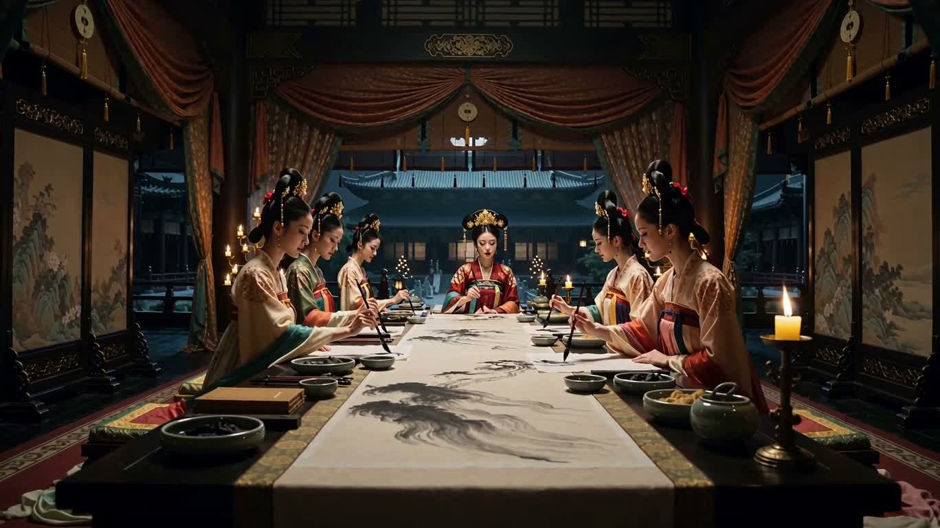 宫廷仕女雅集画卷