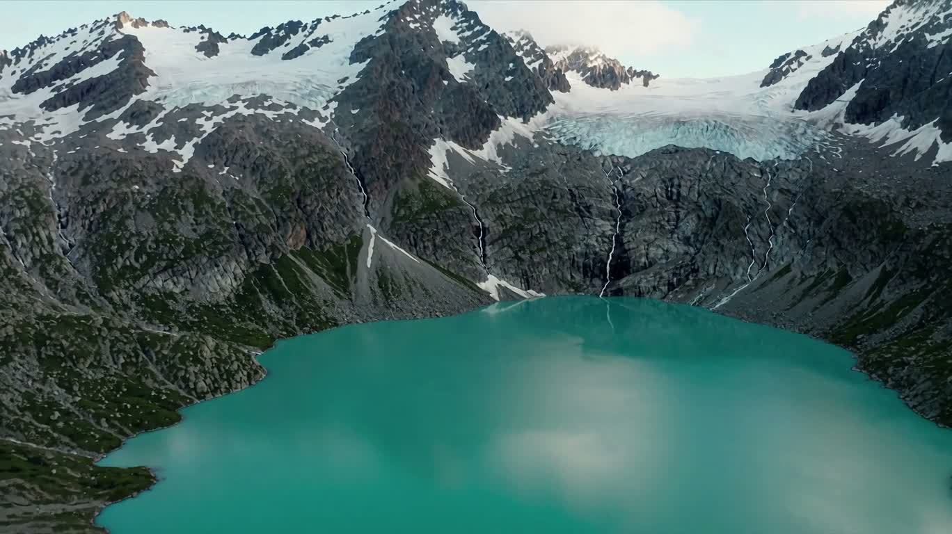 氷河湖の雄大な出現