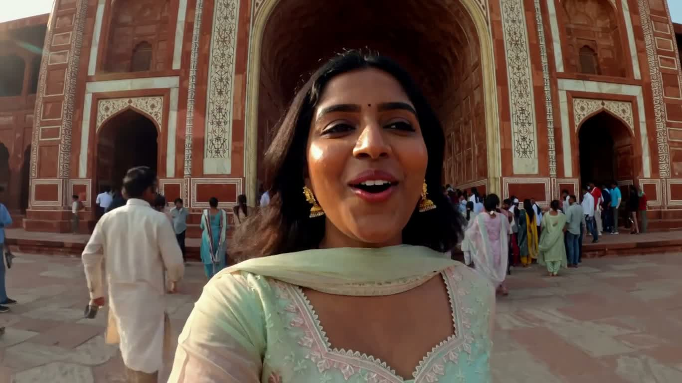 Fast-Forward Travel Vlog at the Red Sandstone Gate of the Taj Mahal
