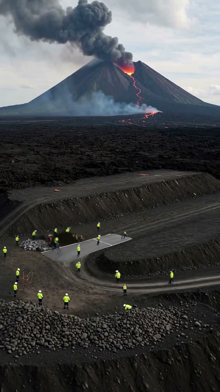Timelapse of Emergency Shelter City Construction in Volcanic Valley