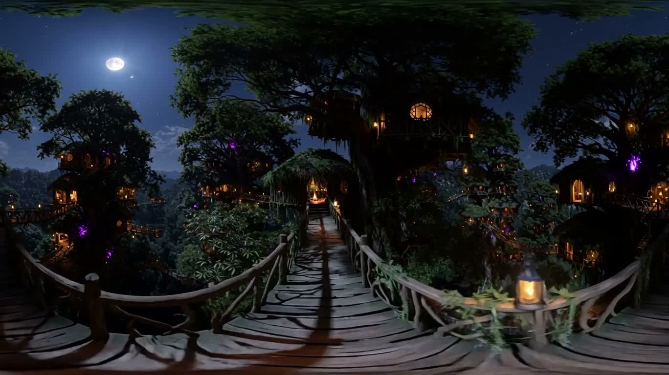 月夜树屋村的沉浸式环游