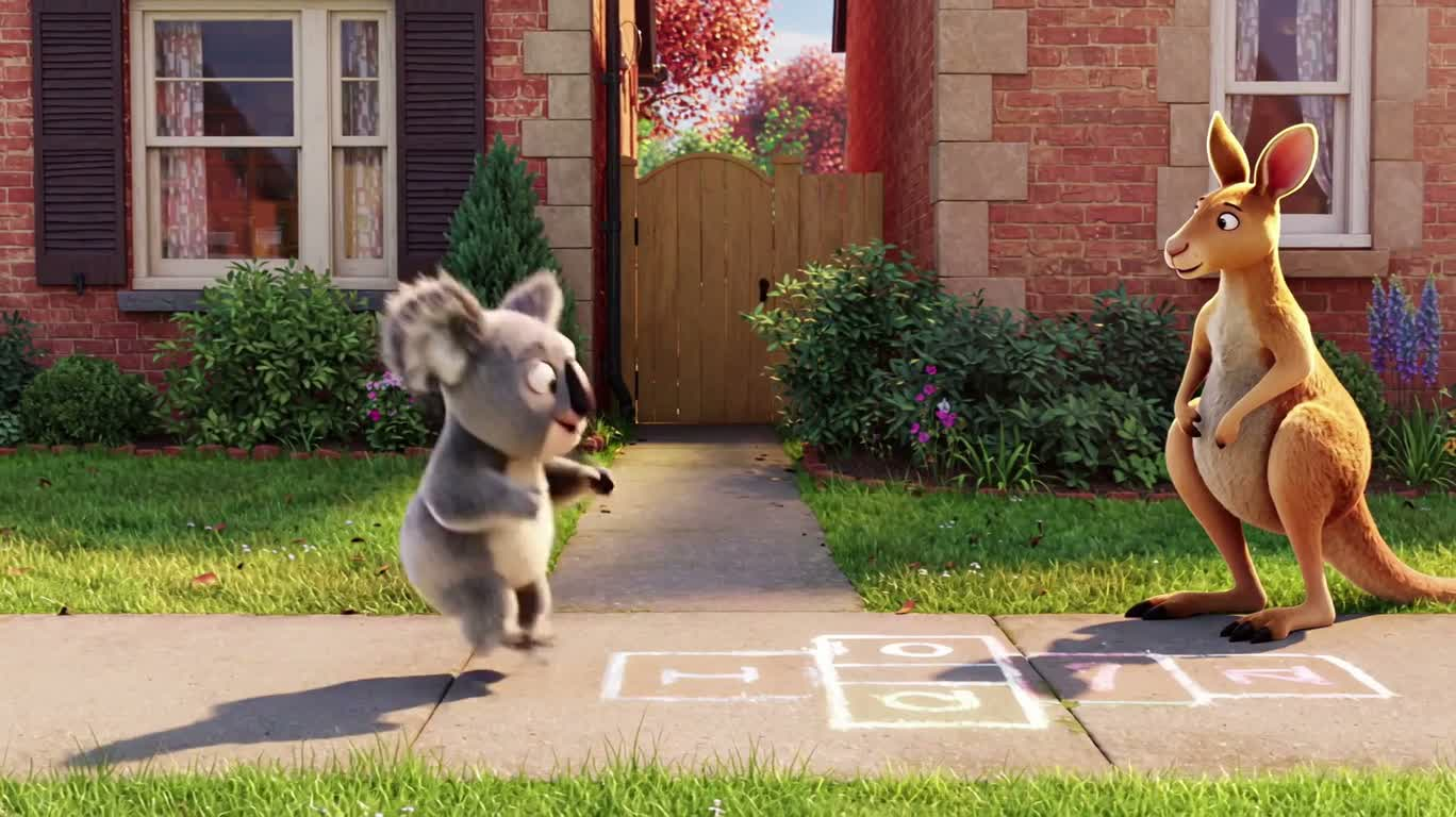 Koala và kangaroo chơi lò cò