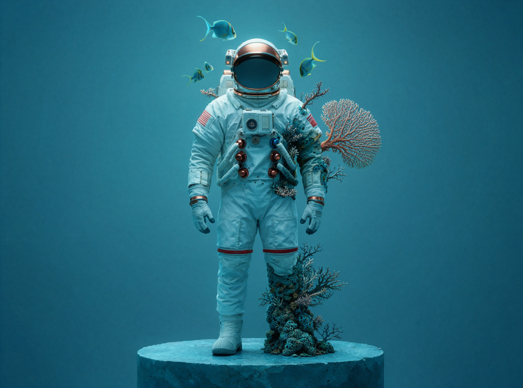 Combinaison spatiale corail · Magazine d'architecture — AI image creation