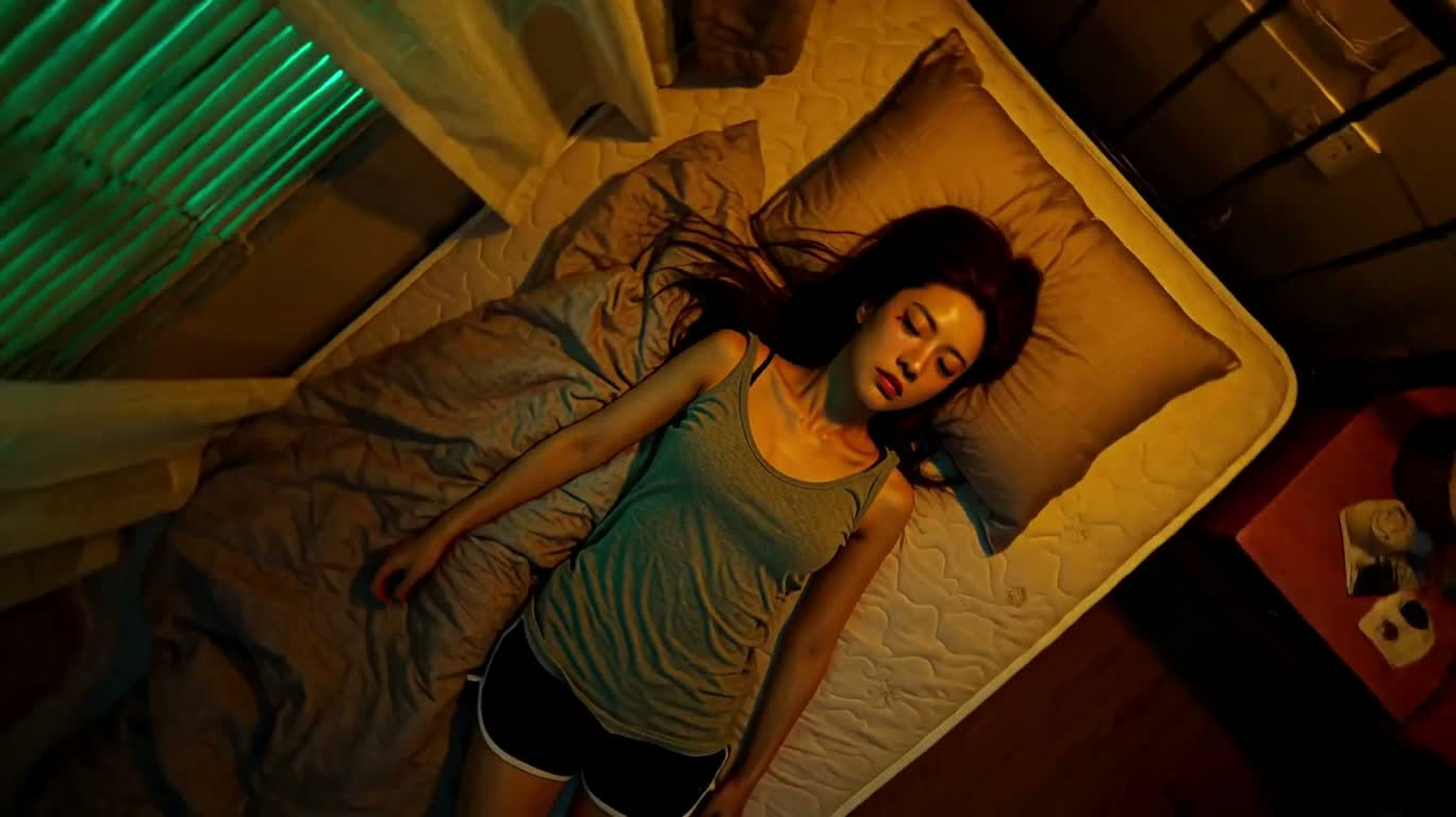 Regard nocturne dans la chambre verte