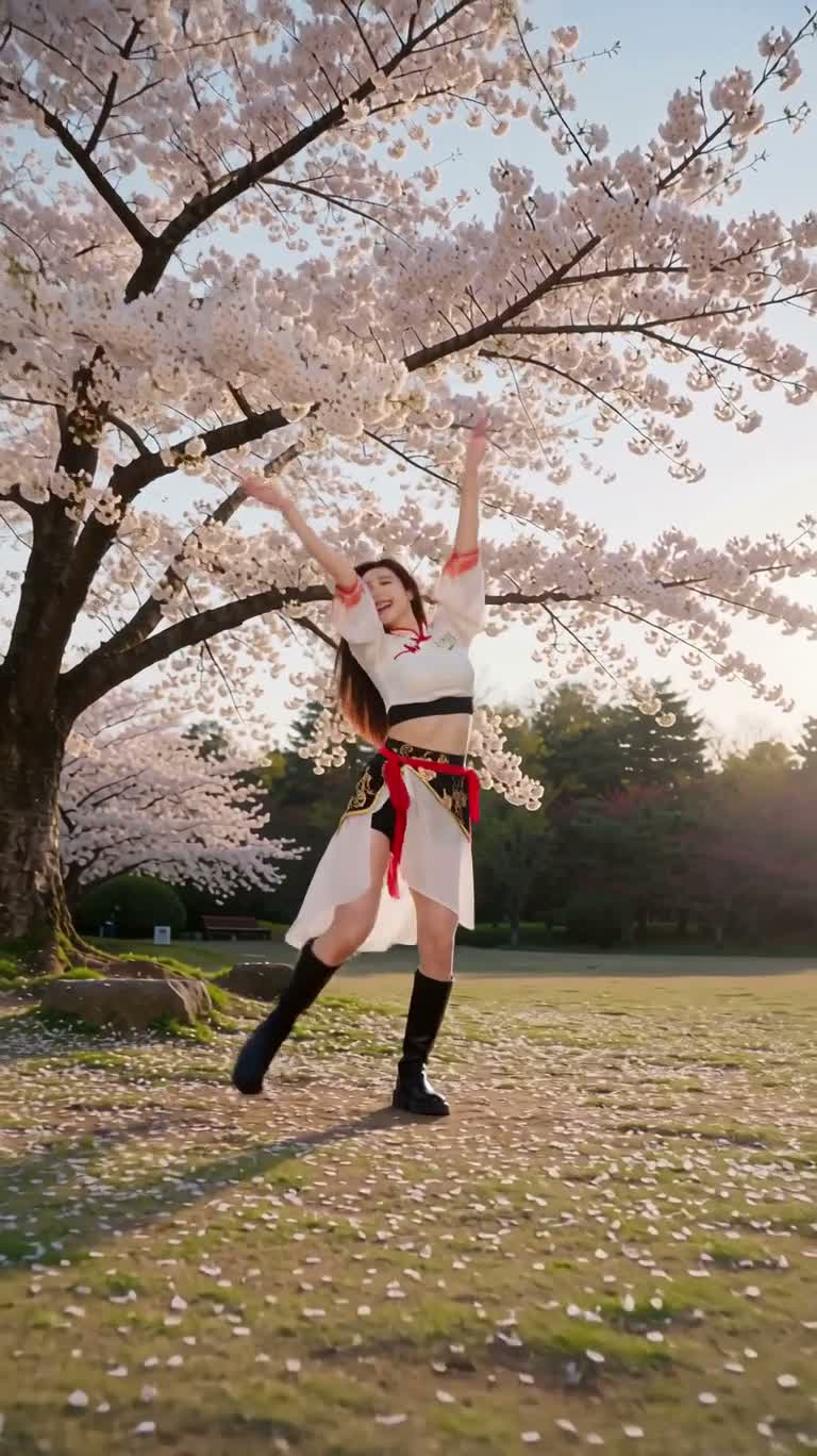 桜の木の下の春の舞