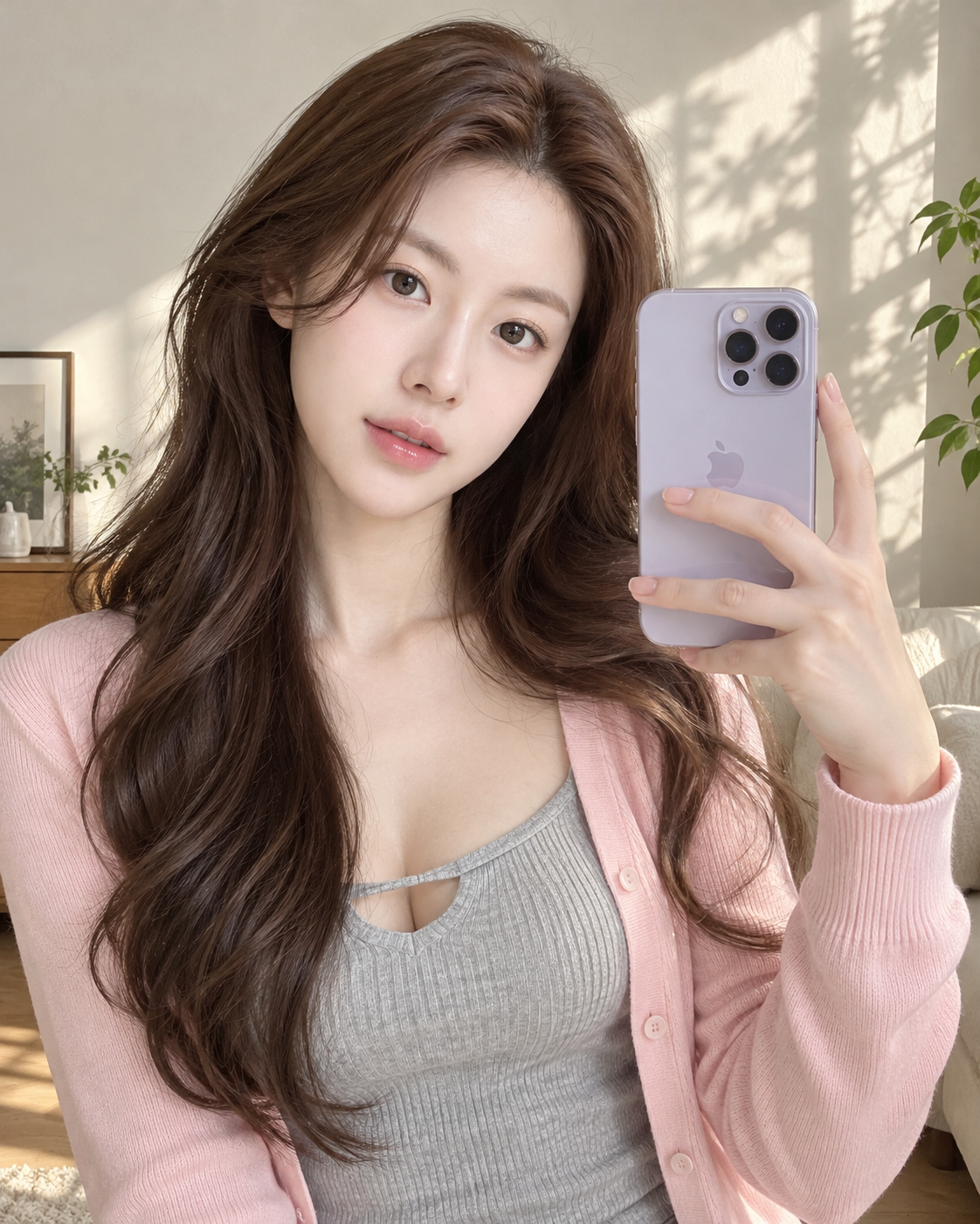 暖阳下的成年女性自拍肖像