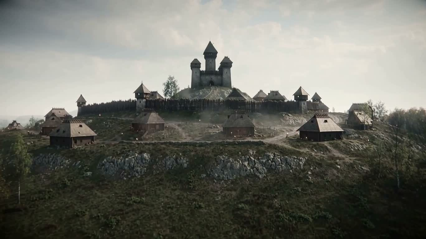 Fort slave sur la colline sous un ciel gris