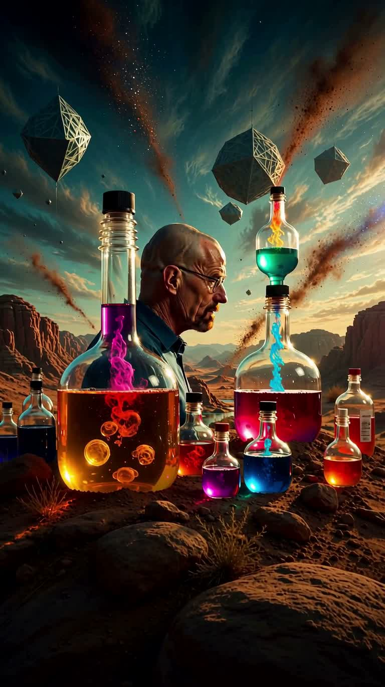 霓虹幻境中的沃尔特·怀特肖像
