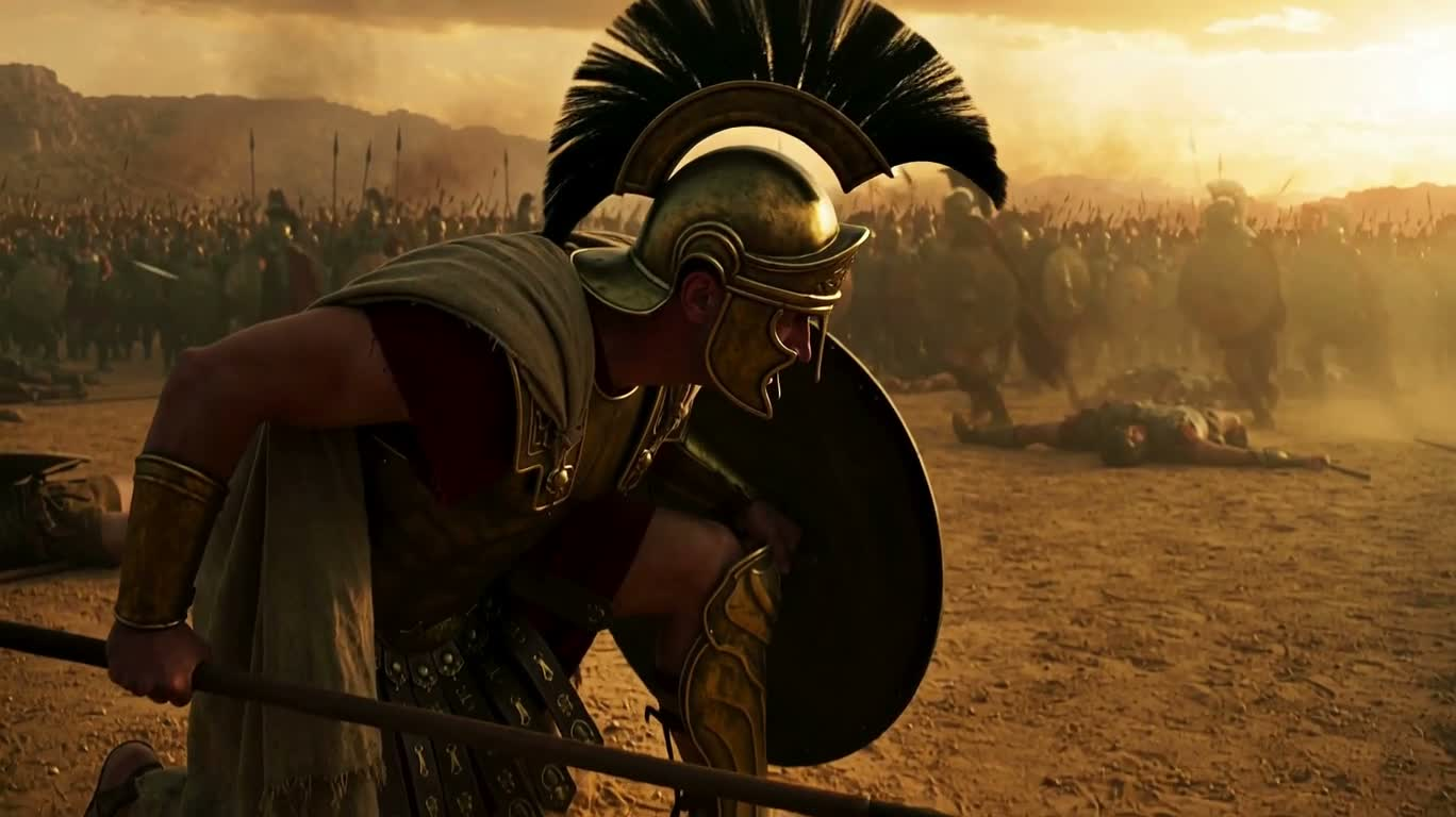 Spartan Warriors on the Dusty Battlefield