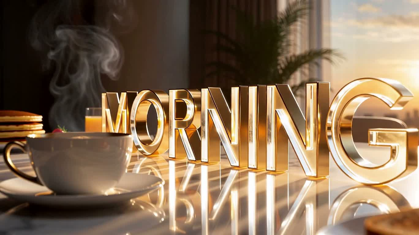 Quảng cáo bữa sáng ánh sáng vàng buổi sớm