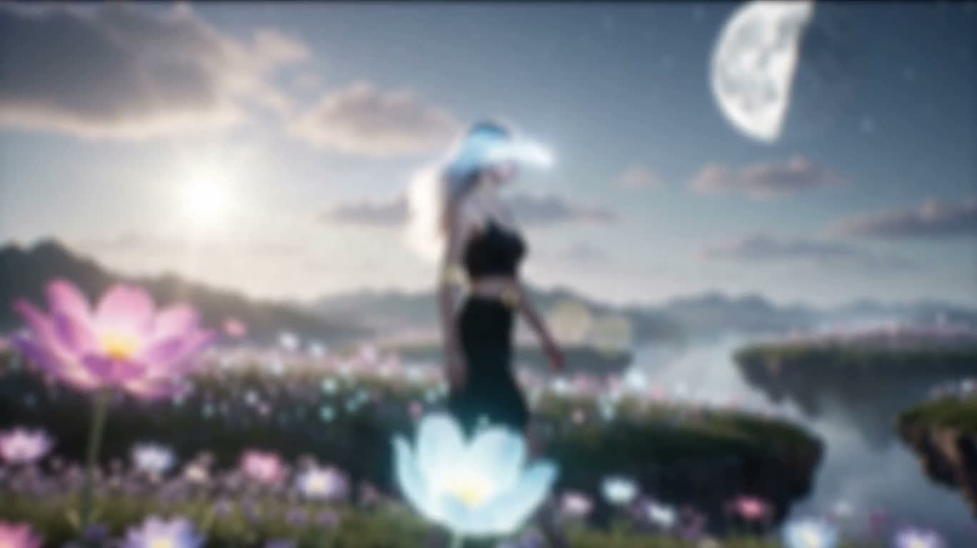 银发女子与浮空花岛的梦境