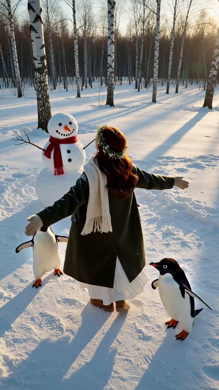 雪の森に舞う冬の喜び