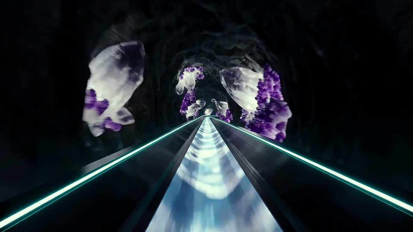 Vol prismatique dans la géode cristalline