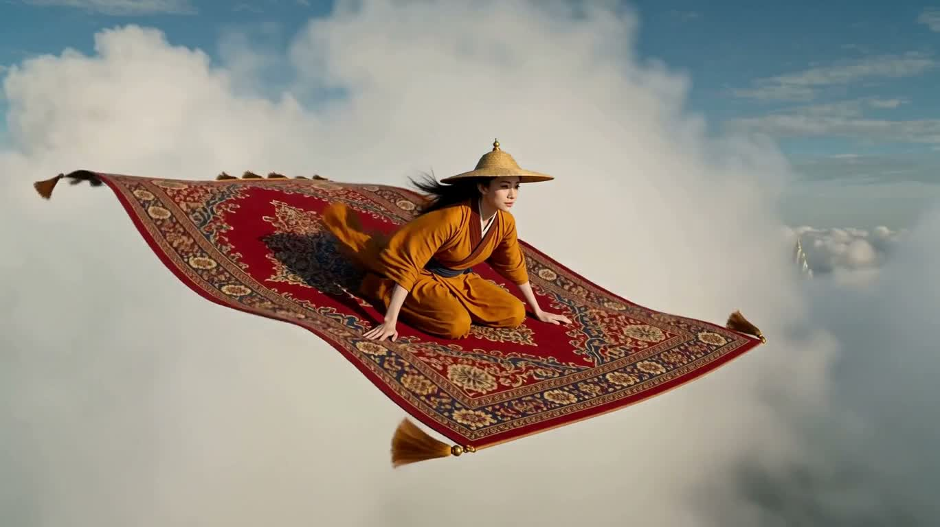 Flying Carpet Over Cloud Sea, Crossing Sky City
