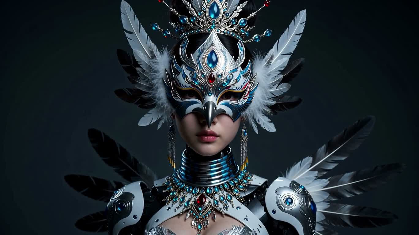 羽翼面具的机器人女神