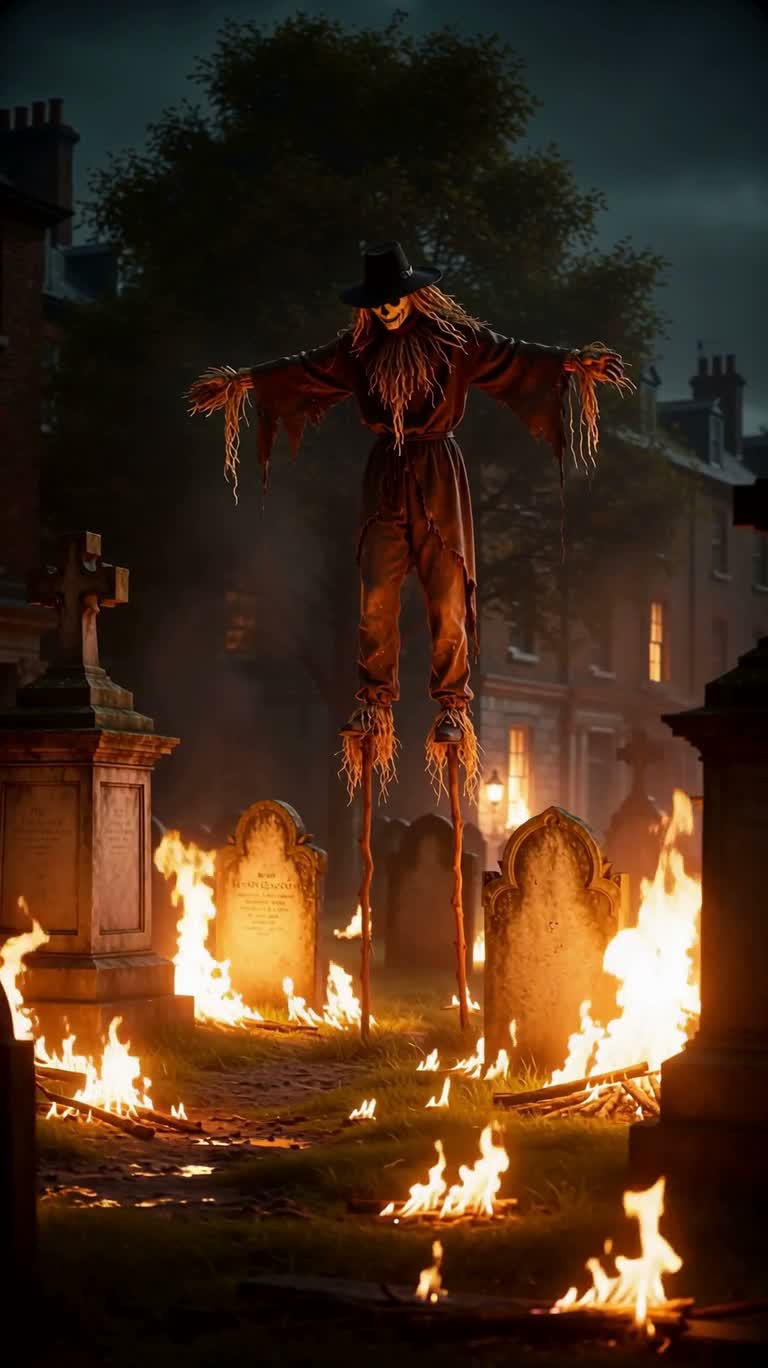 Burning Grave Stilt Scarecrow