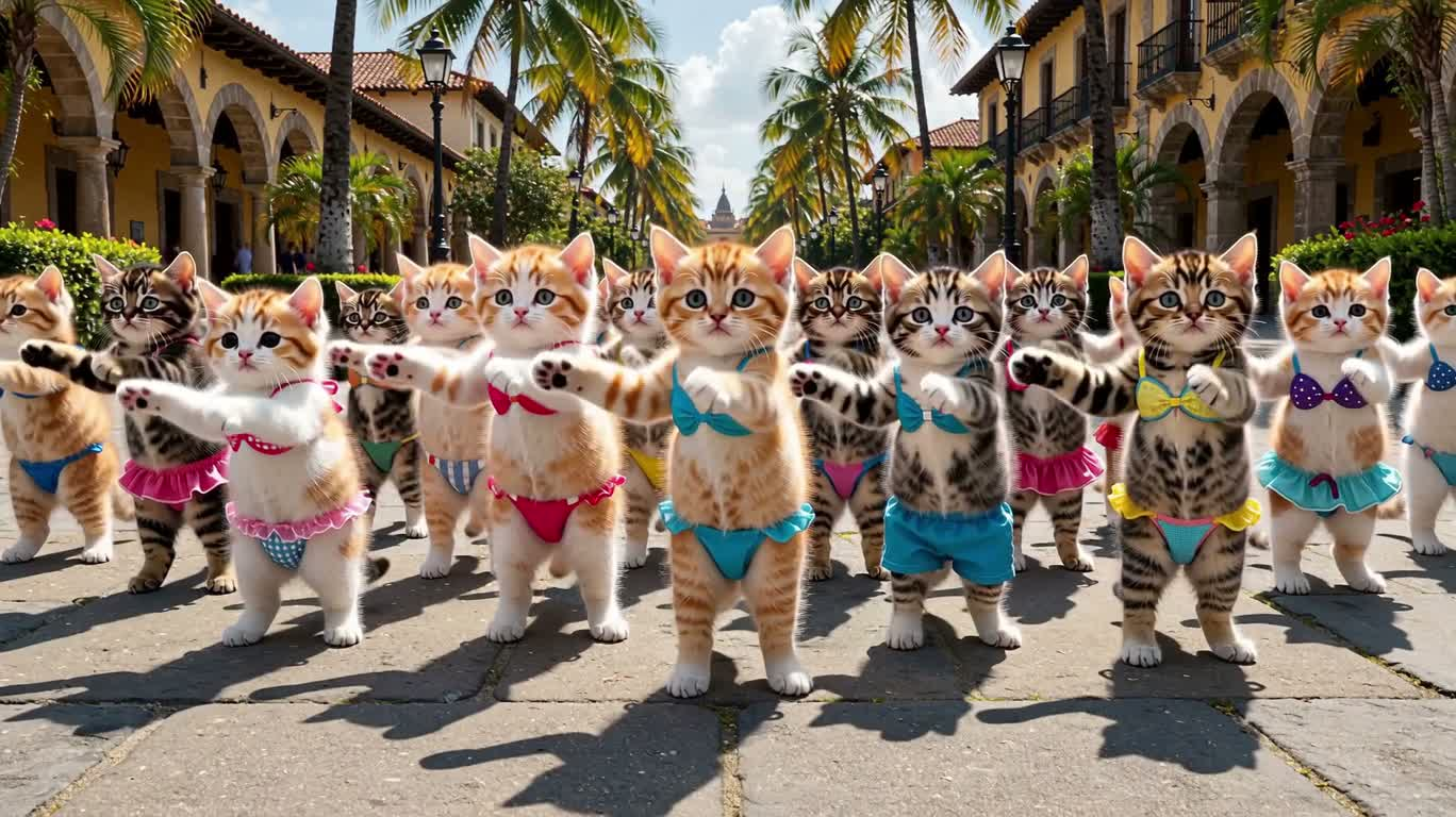 阳光海滨小猫泳装舞