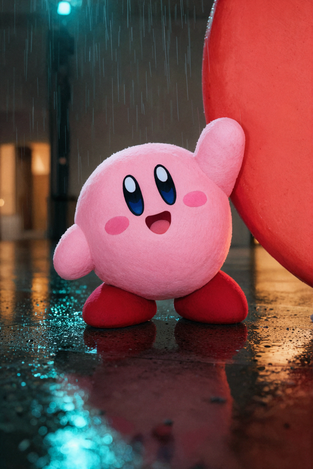 Kirby · Neon Rainy Night — AI image creation
