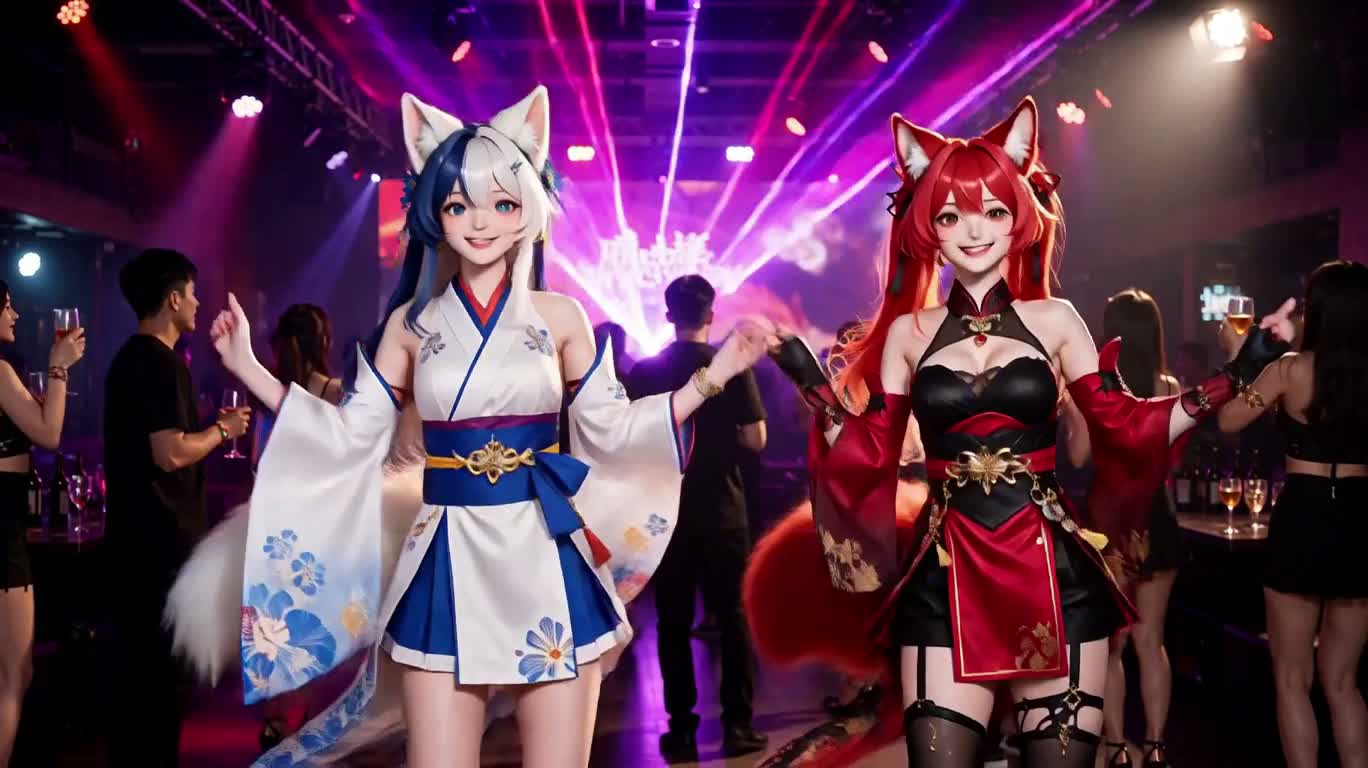 夜店狐耳少女律动共舞