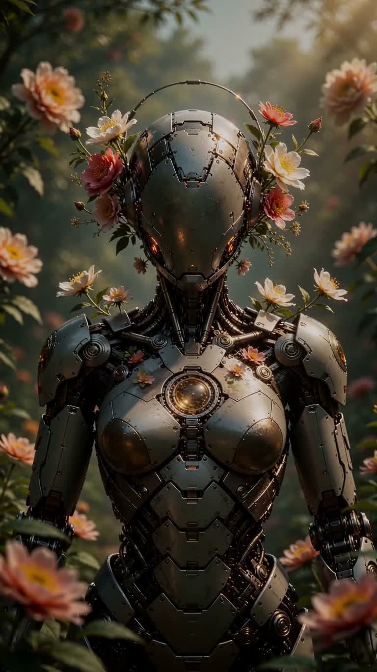 Floral Mechanical Astronaut Portrait