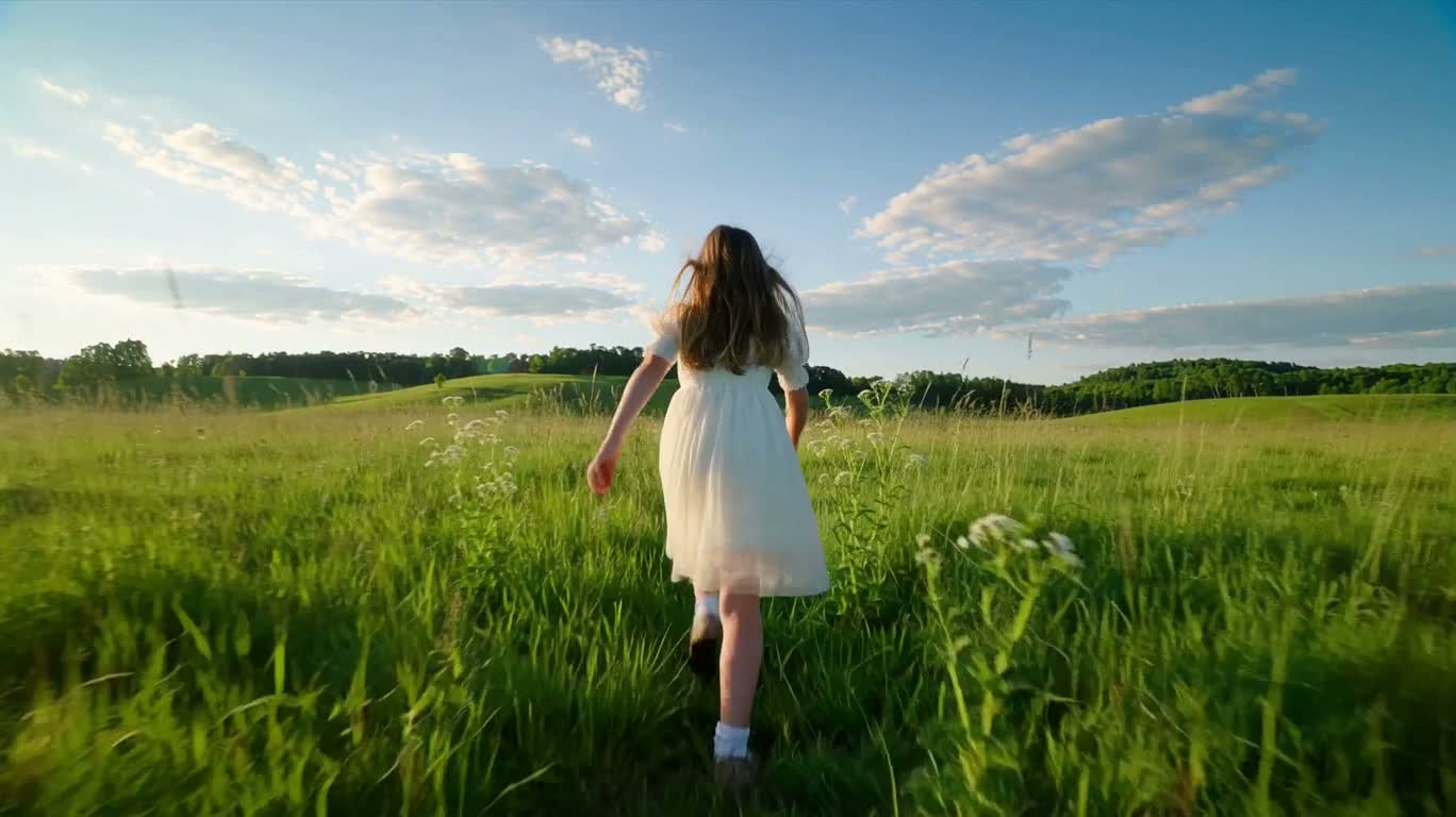 Girl Skimming the Meadow Lake