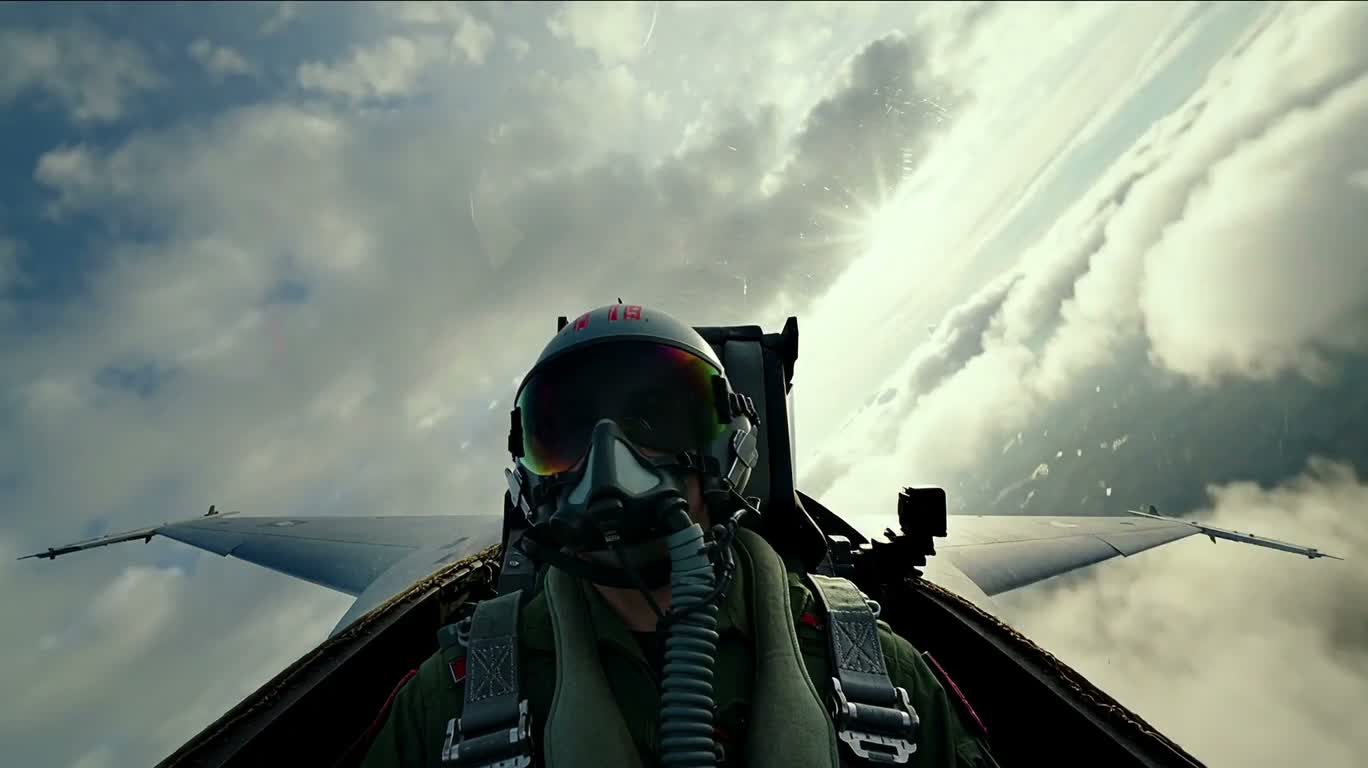 雲海の戦闘機バレルロール回避 — AI video creation