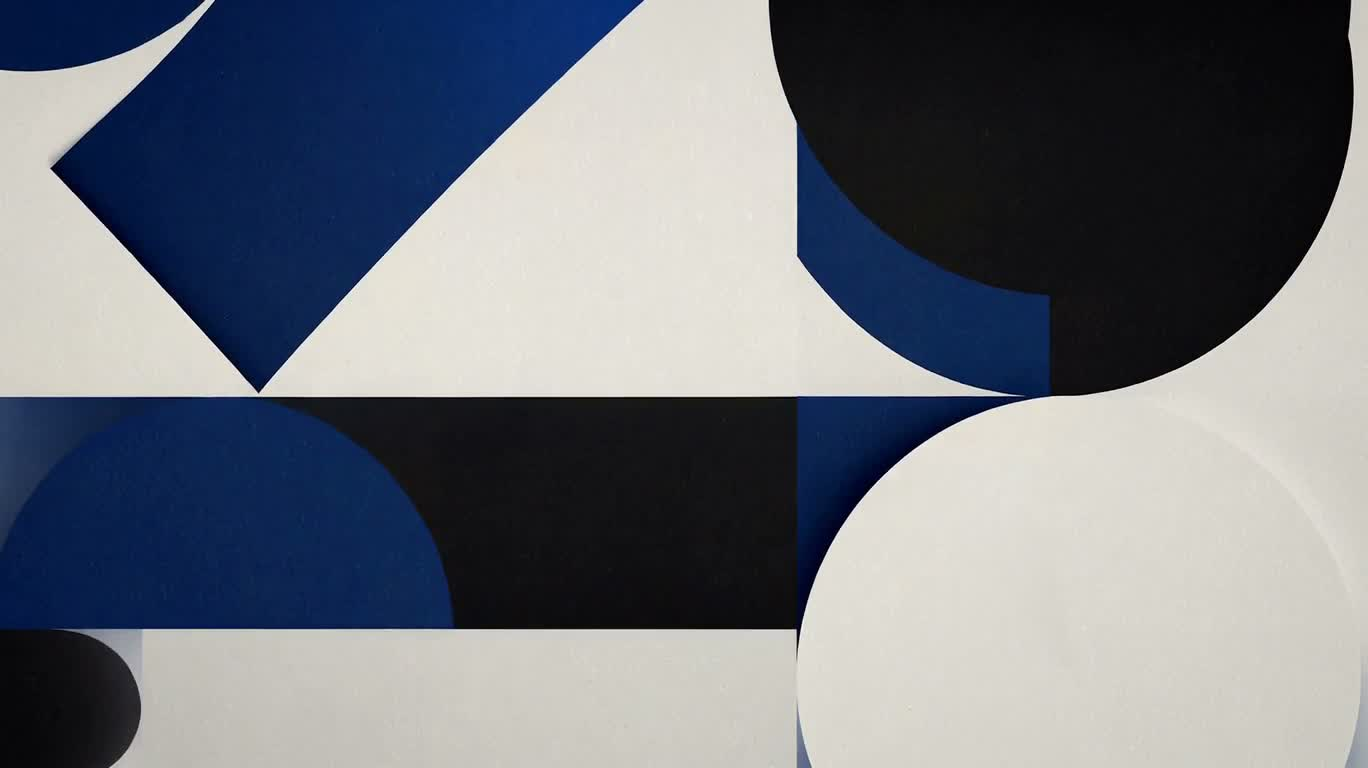 Minimalist Geometric Fun Face in Black, Blue and Cream — AI video creation