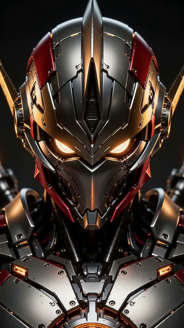 Portrait symétrique d'un héros mécha — AI video creation