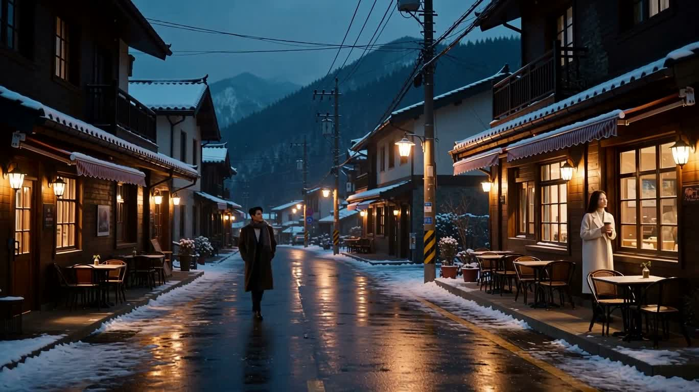 雪夜同行的温暖相遇