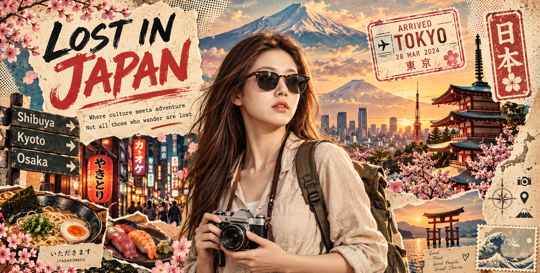 迷失在日本的高级旅行海报