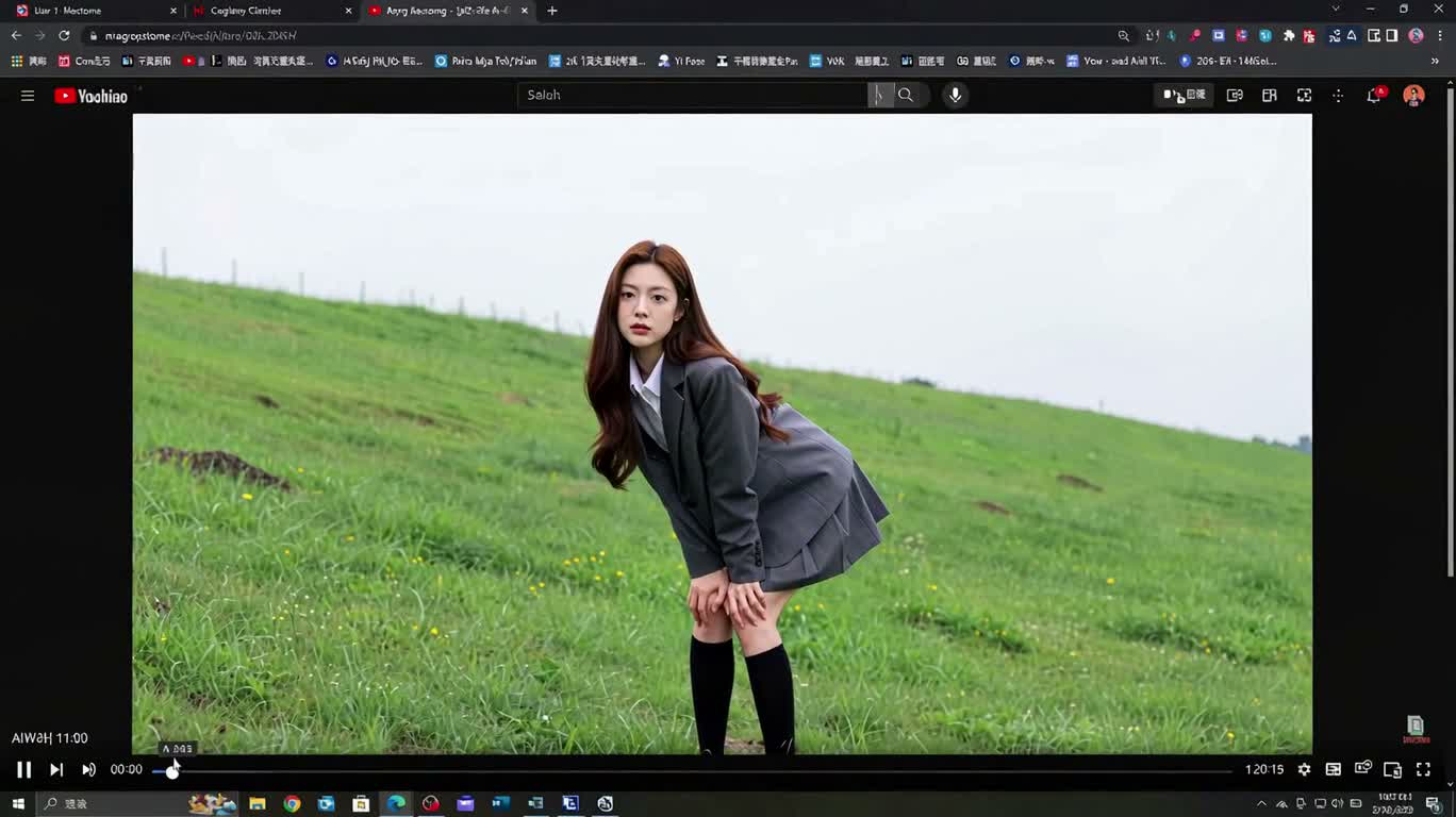 草坡上的姿态展示 — AI video creation