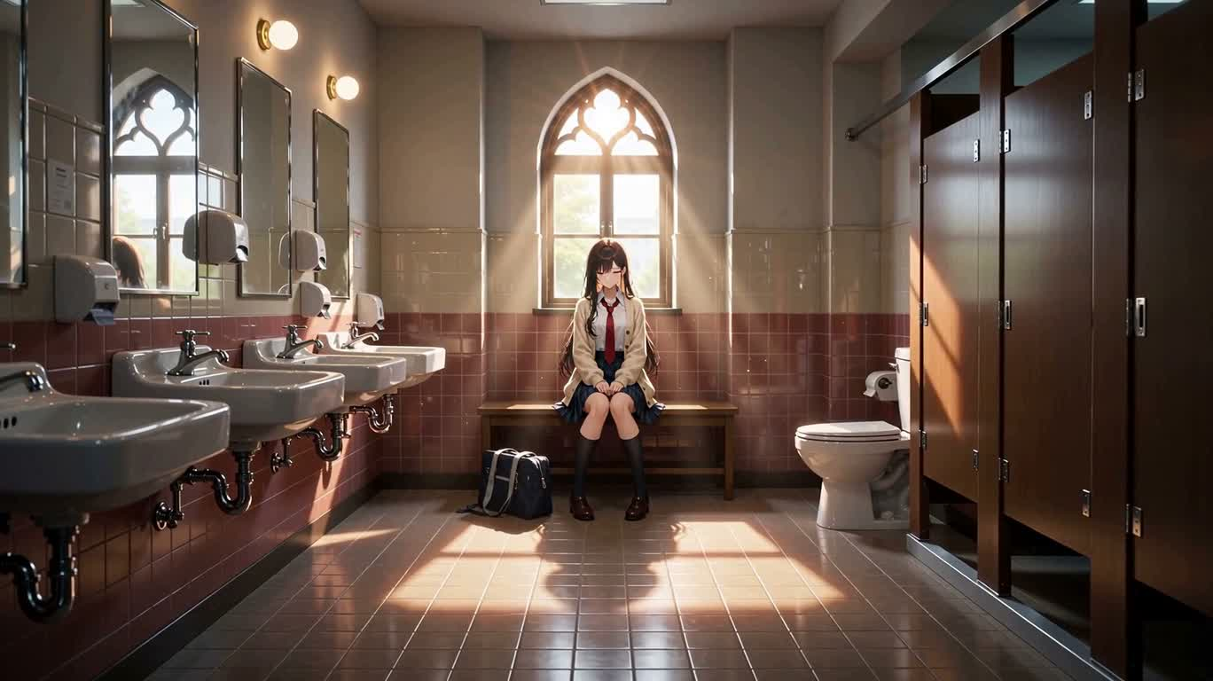 暖光校园浴室三联画
