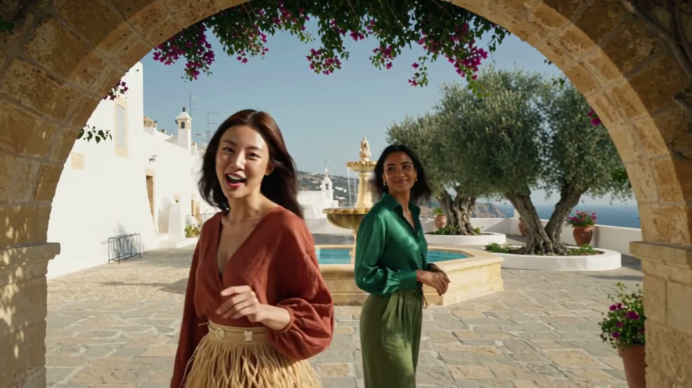 Old Film Feel Beneath an Aegean Arch