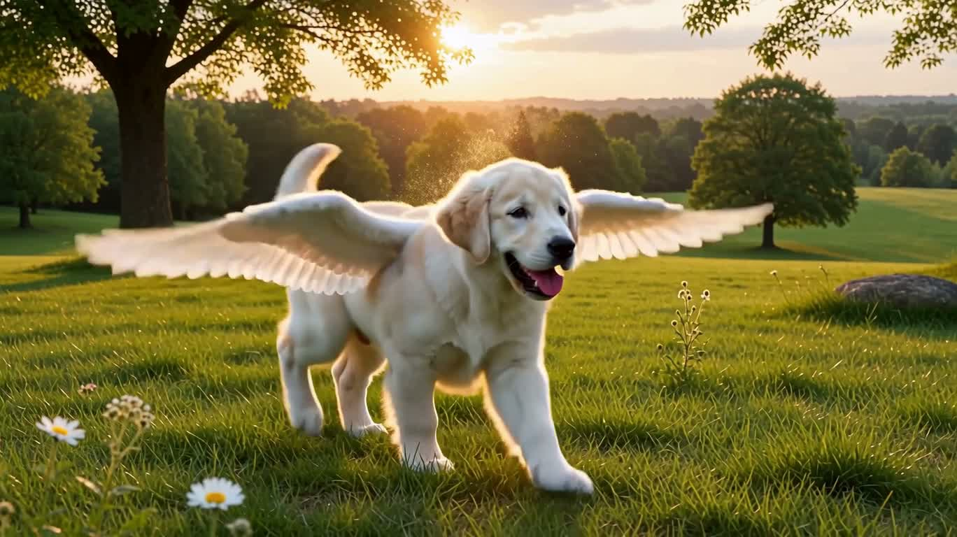Chó cánh thiên thần đùa với hổ con