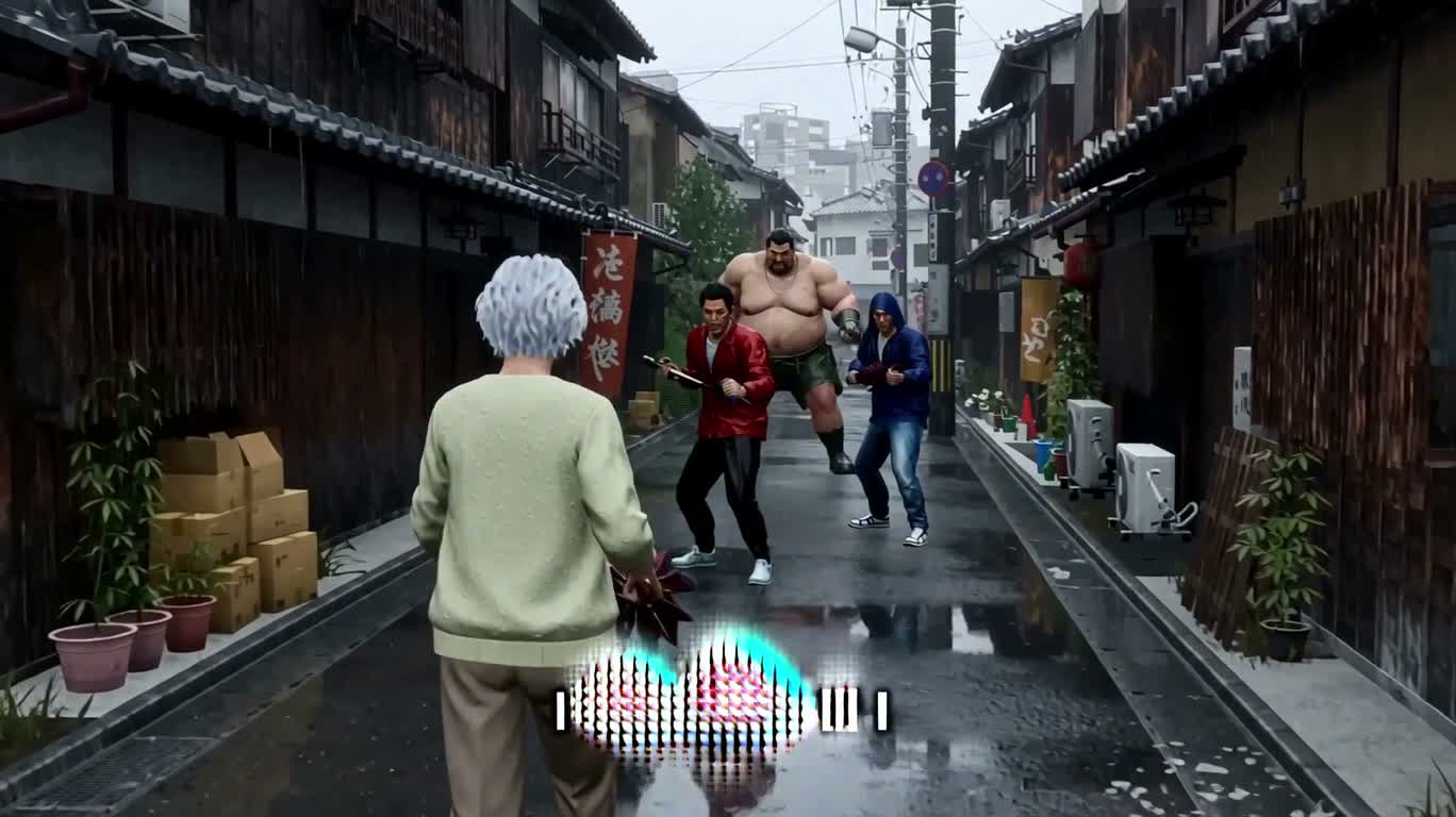 Umbrella Battle in the Rainy Alley: Grandma's Ultimate Counterattack