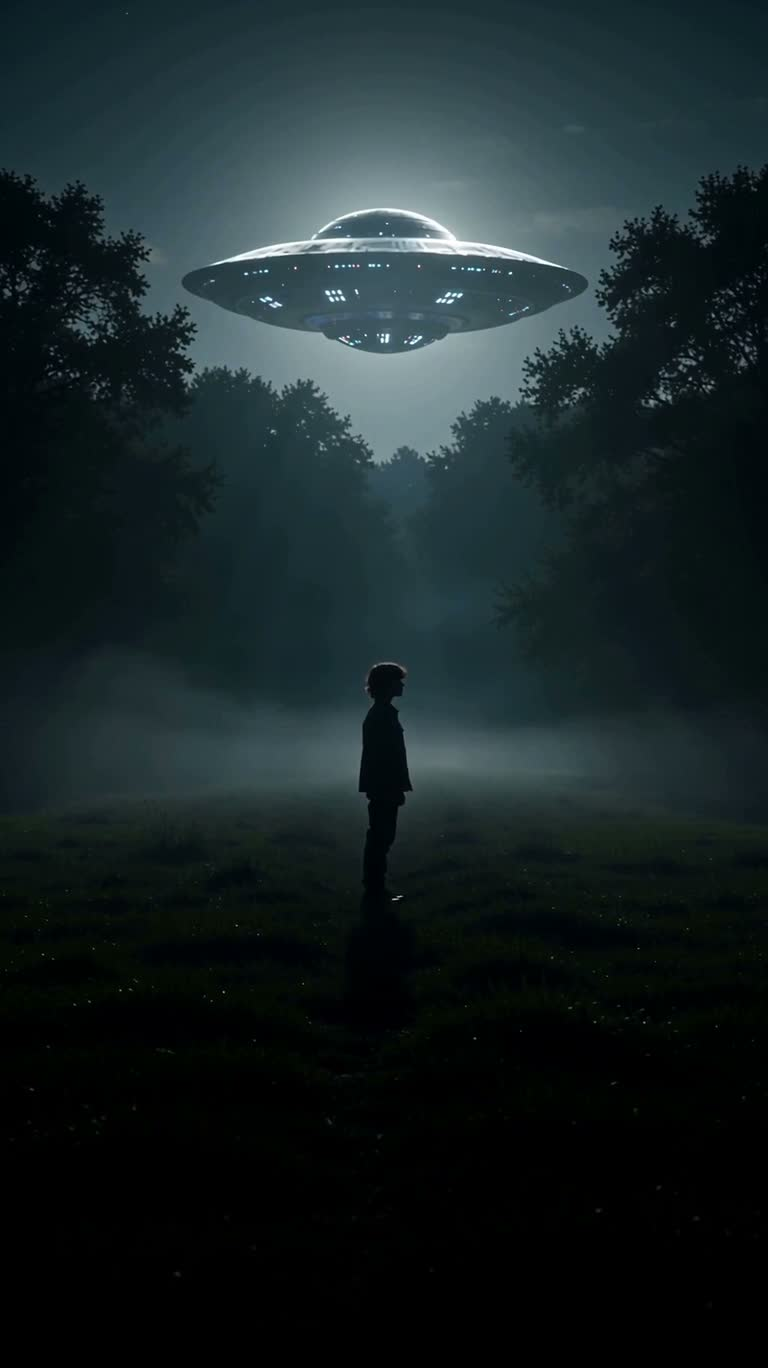 雾夜林间的不明飞船