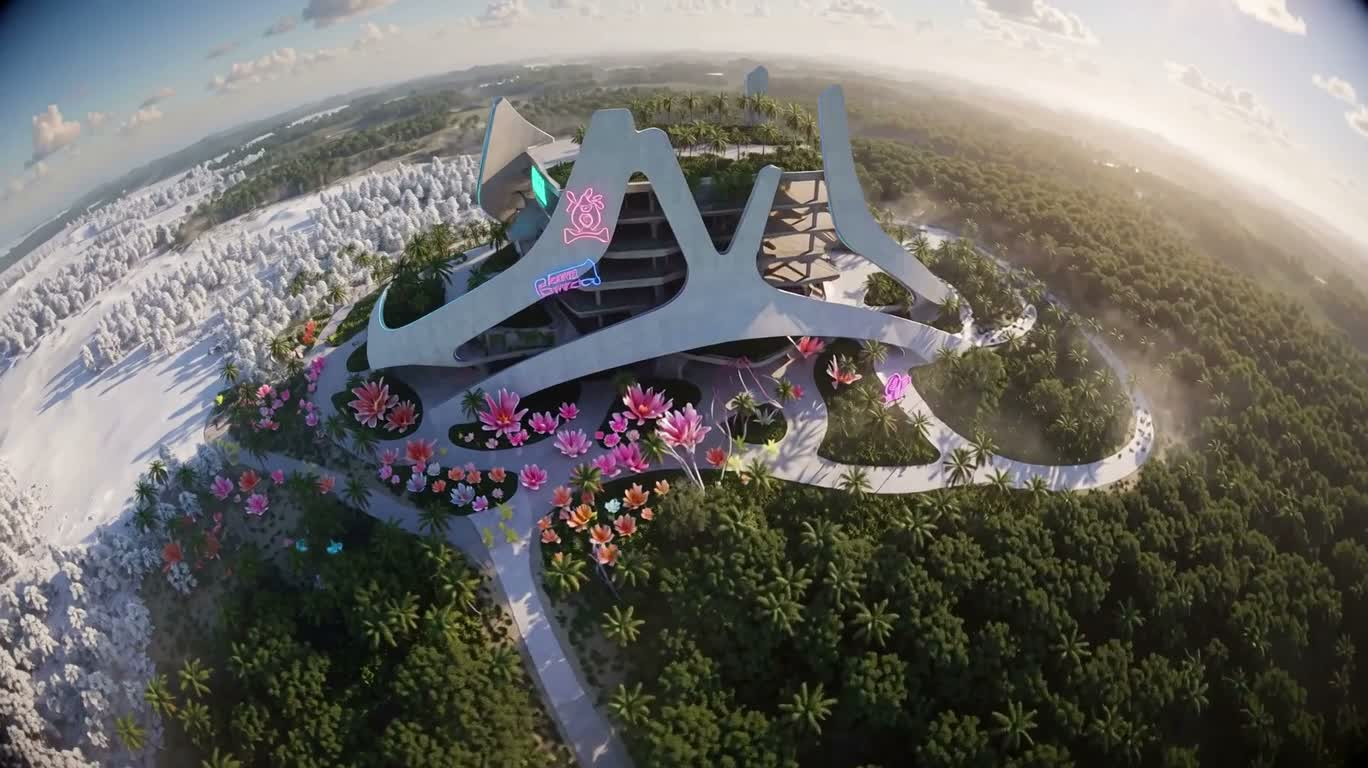 霓虹荒原中的未来建筑