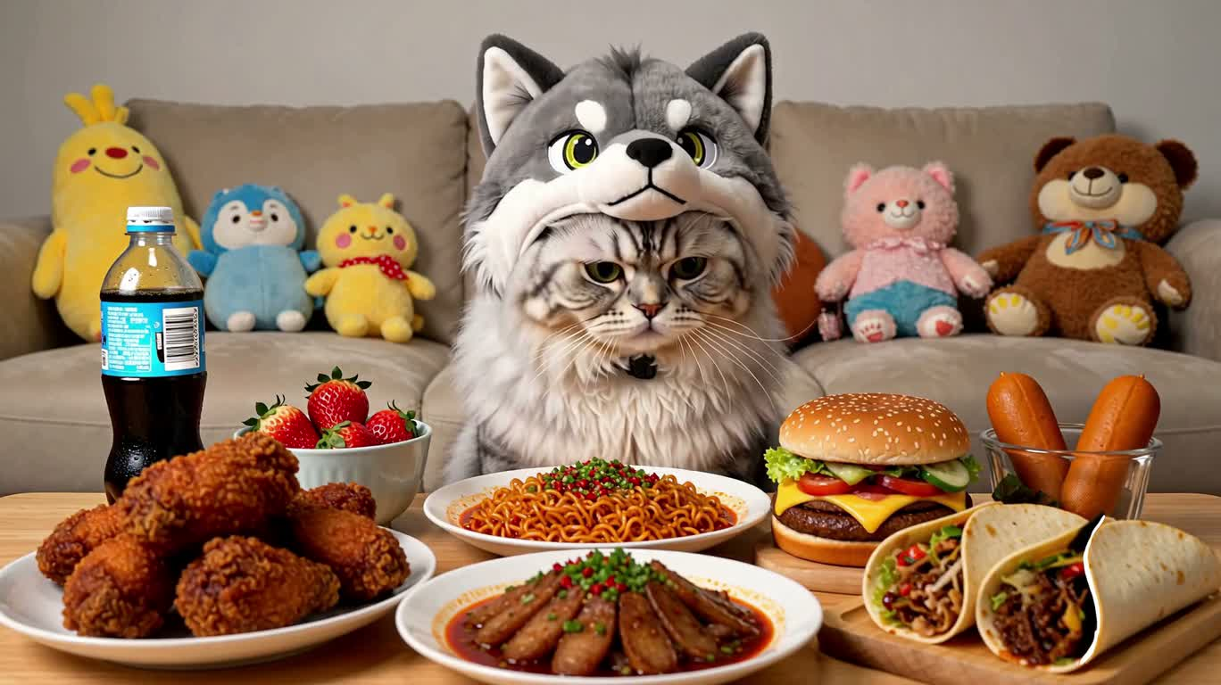 Grey Wolf Hat Cat's Feast Mukbang