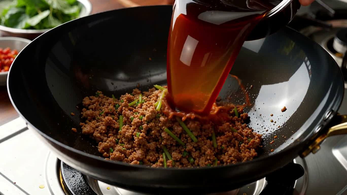 Festin de feu du porc sauté au basilic thaï