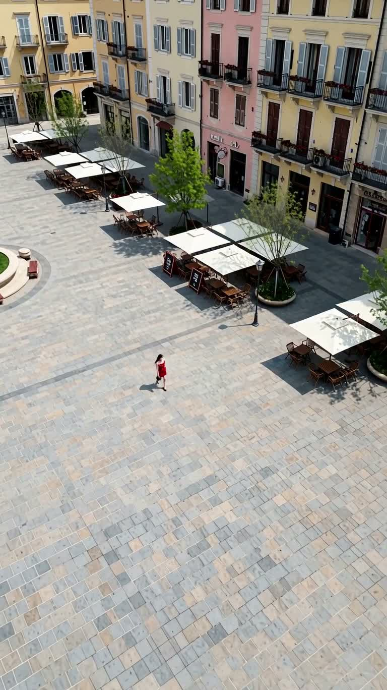 Silver-haired Beauty on the Stone Plaza