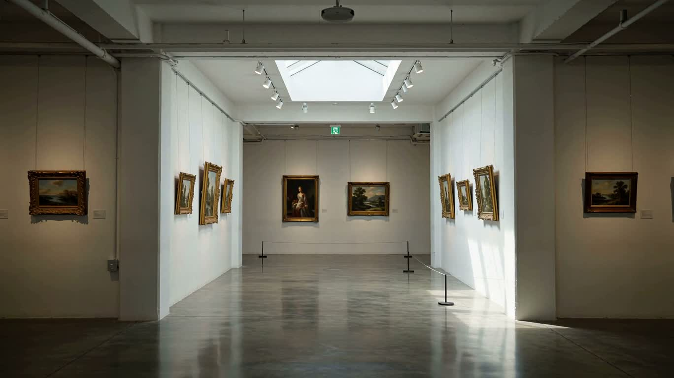 Robe rouge dans le couloir de la galerie