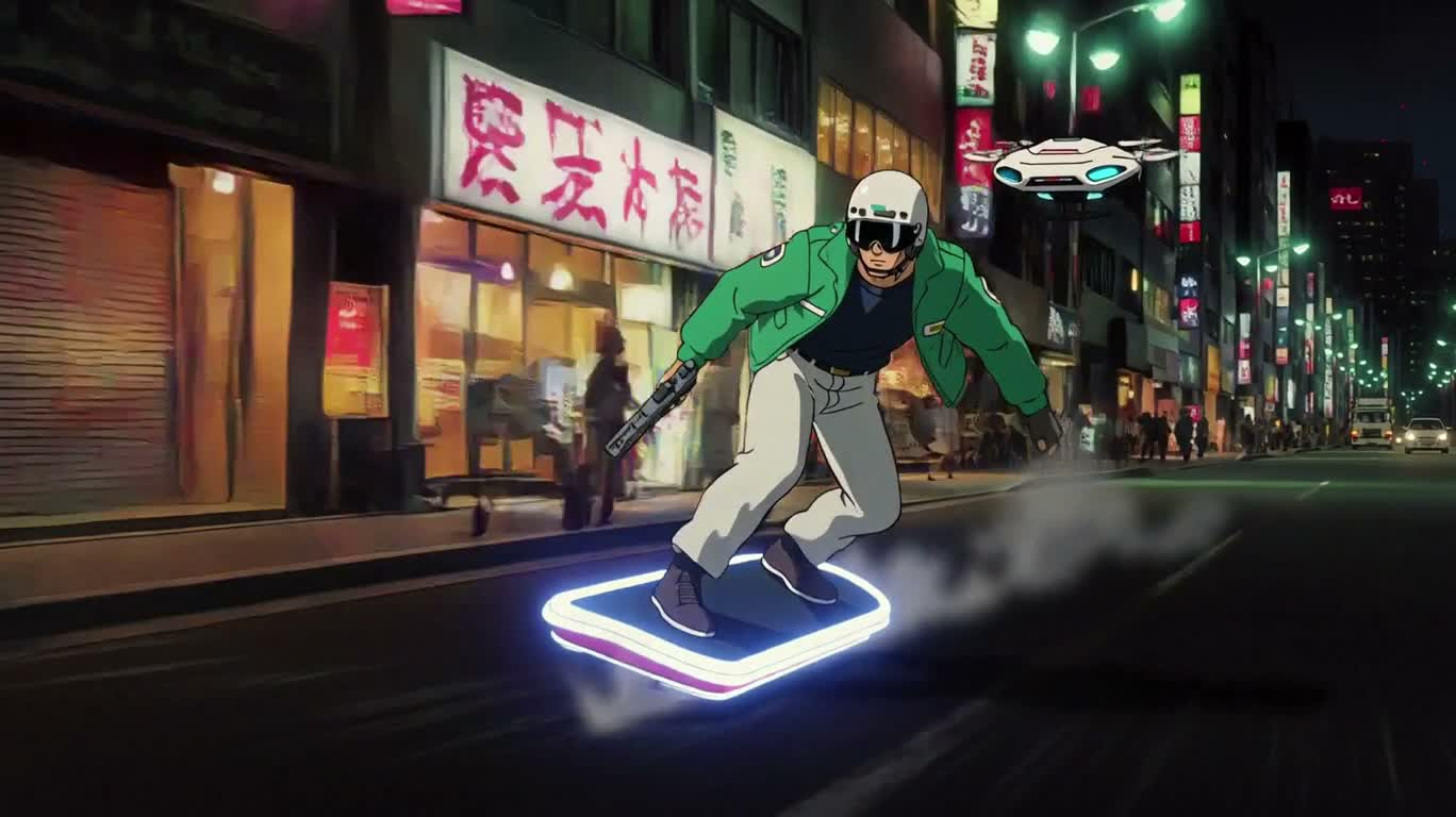 Neon City Skateboard Courier