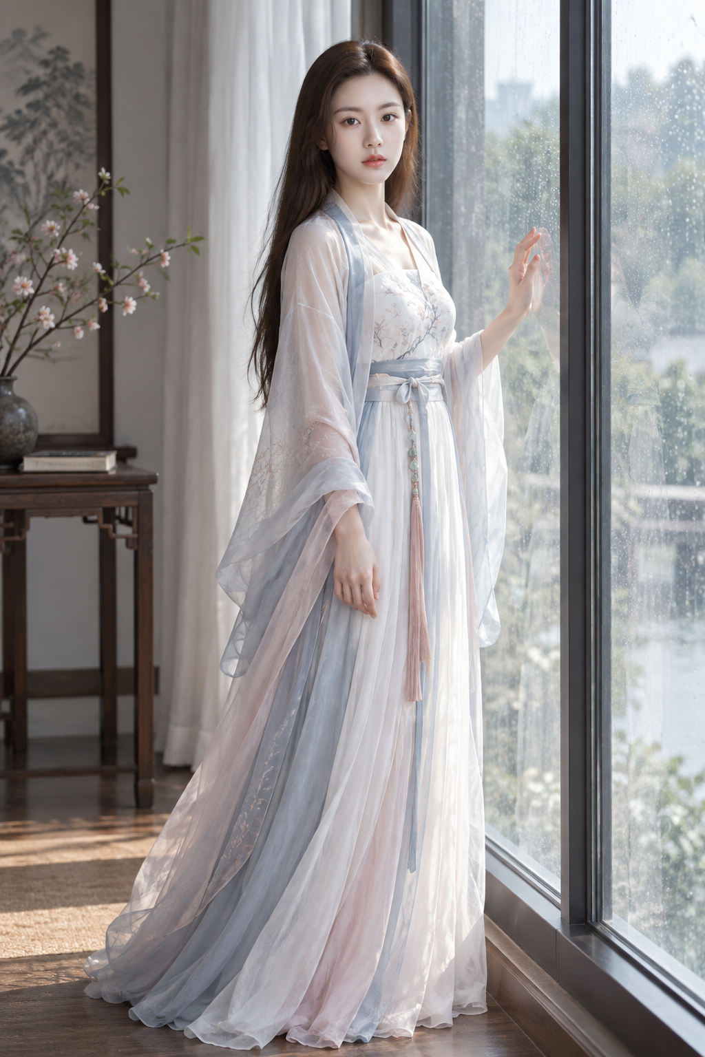 玻璃叠影夏日古风女性写真